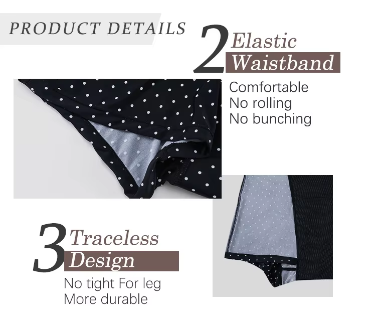 Supplier product details showing elastic waistband and traceless design